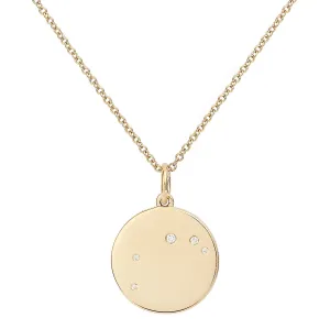 Star Badge Aries 18K Gold Necklace w. Diamonds