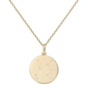 Star Badge Sagittarius 18K Gold Necklace w. Diamonds