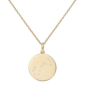 Star Badge Scorpio 18K Gold Necklace w. Diamonds