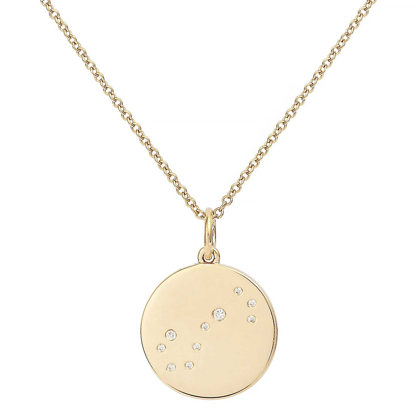 Star Badge Scorpio 18K Gold Necklace w. Diamonds