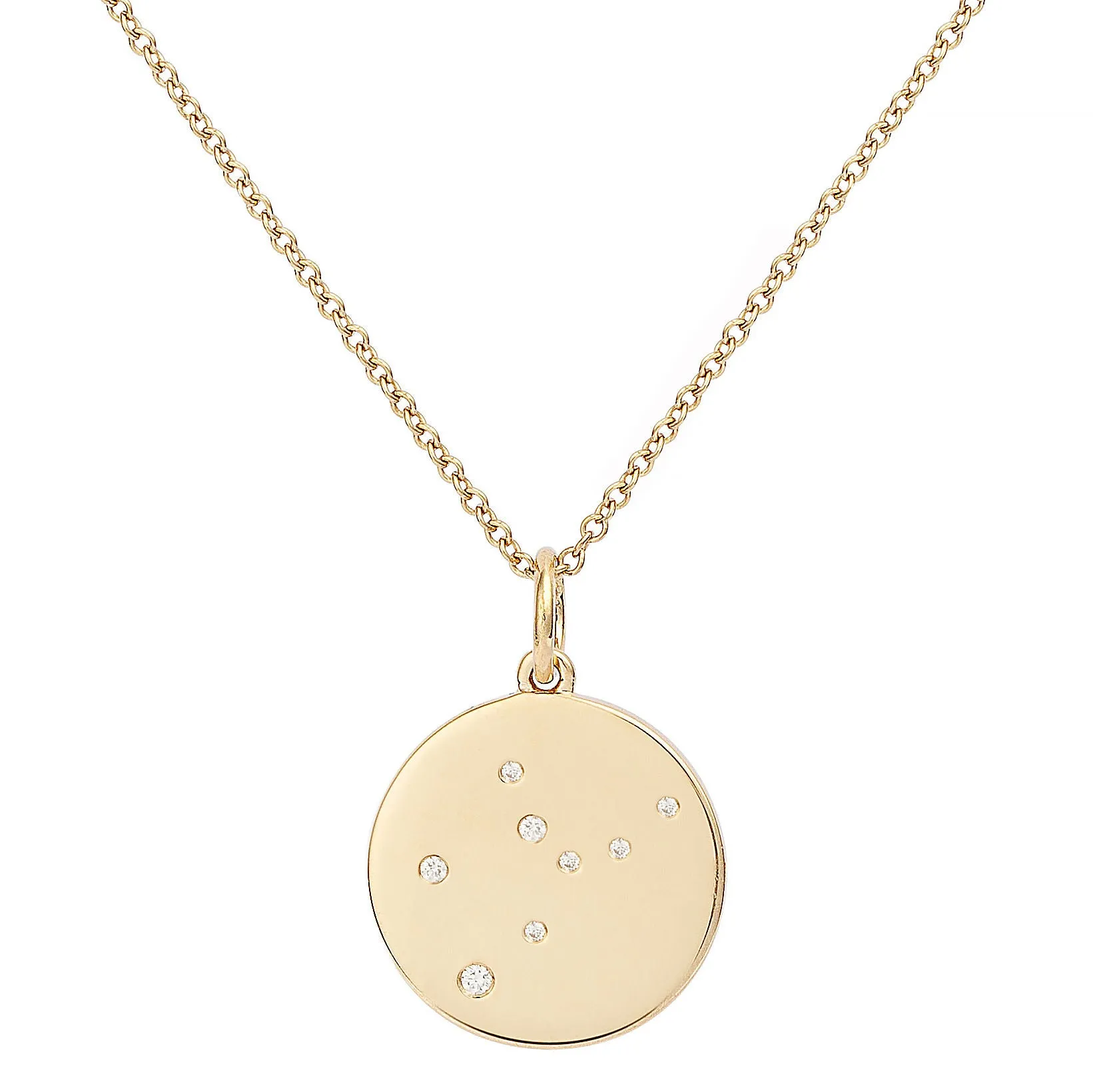 Star Badge Virgo 18K Gold Necklace w. Diamonds