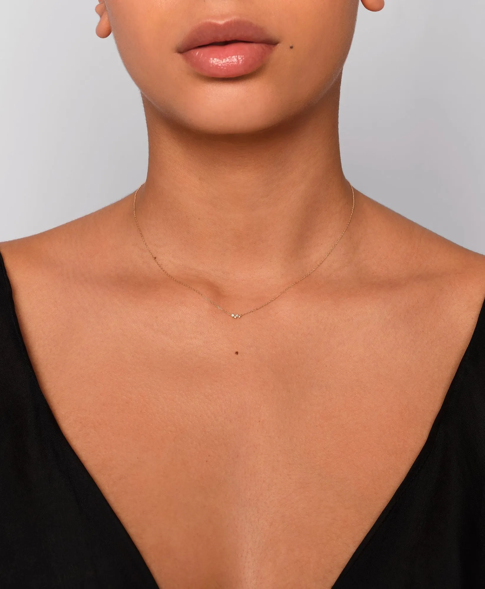 Star Cluster 14K Gold Necklace w. Lab-Grown Diamond