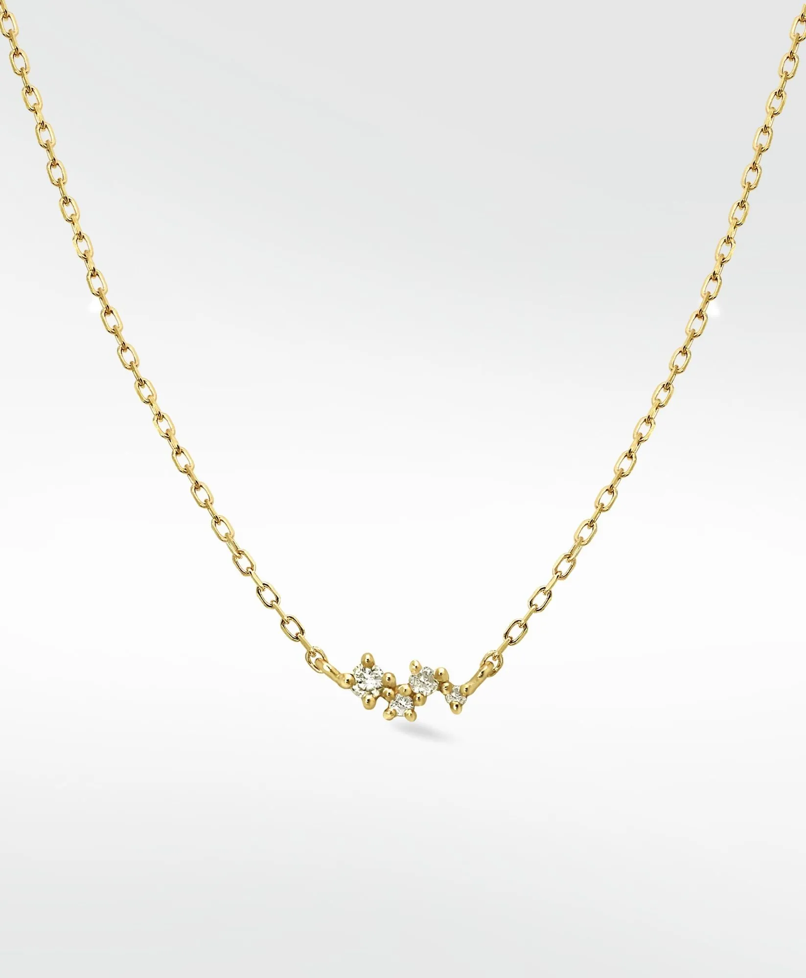 Star Cluster 14K Gold Necklace w. Lab-Grown Diamond