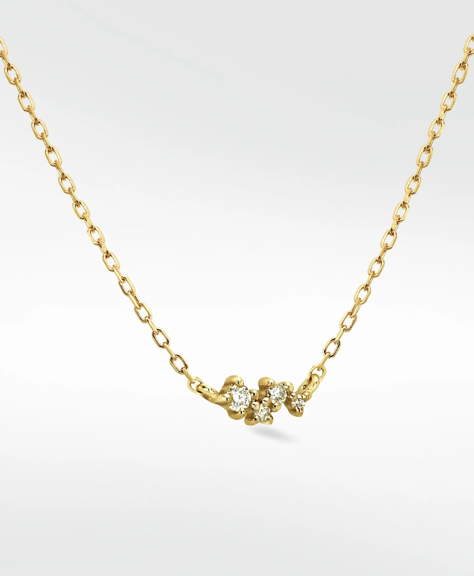 Star Cluster 14K Gold Necklace w. Lab-Grown Diamond