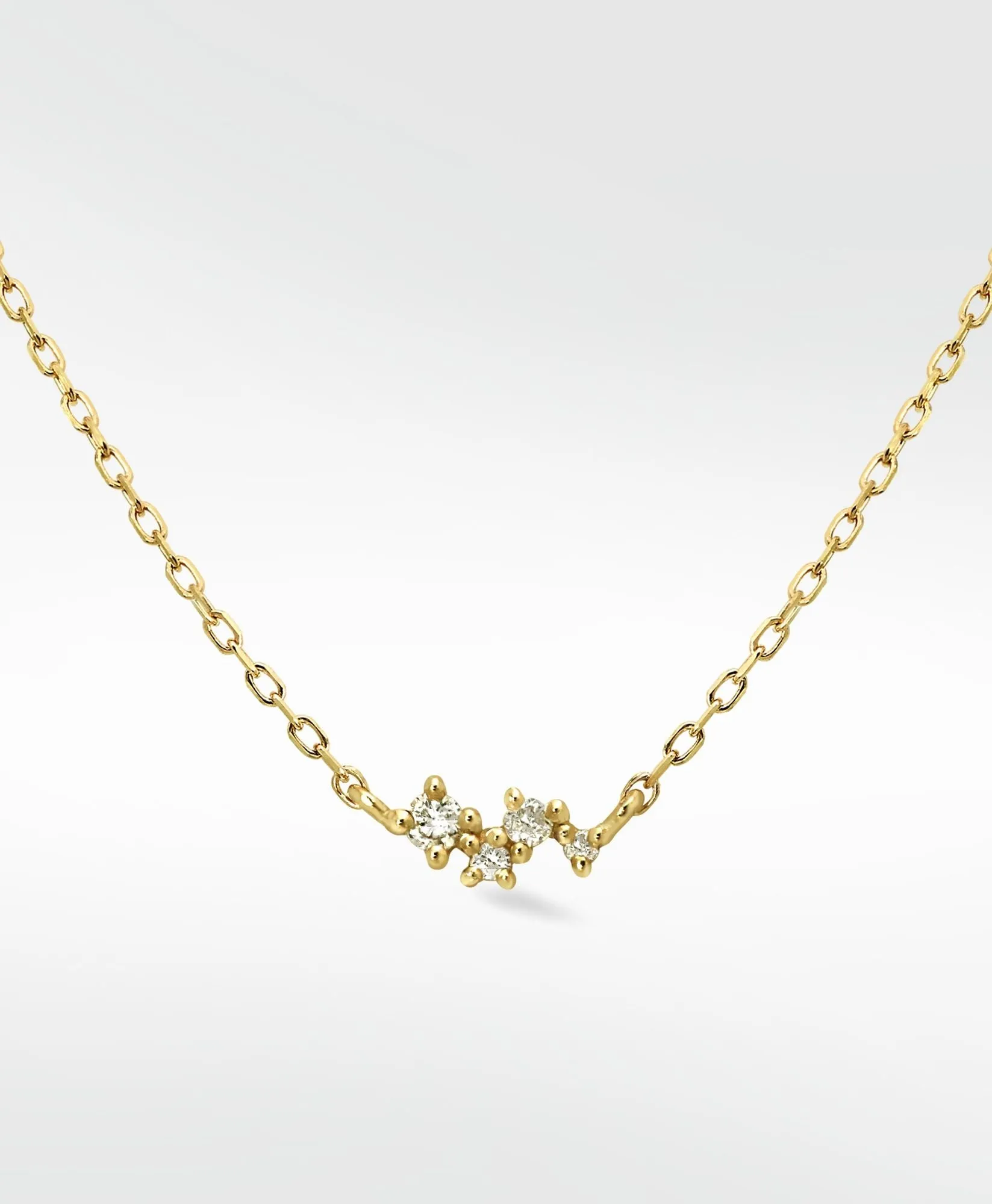 Star Cluster 14K Gold Necklace w. Lab-Grown Diamond