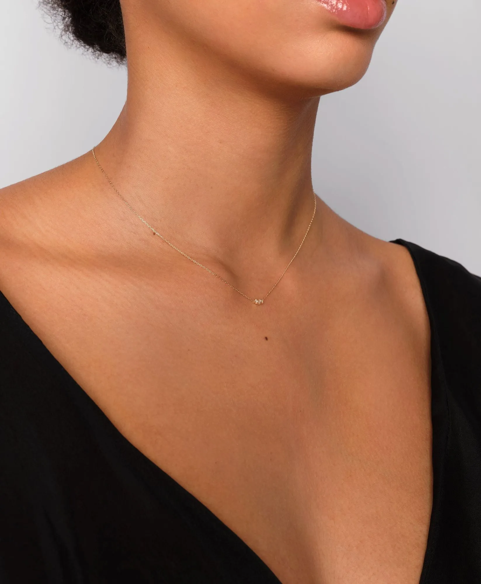 Star Cluster 14K Gold Necklace w. Lab-Grown Diamond