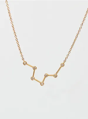 Star Sign Aquarius 18K Gold Necklace w. Diamond