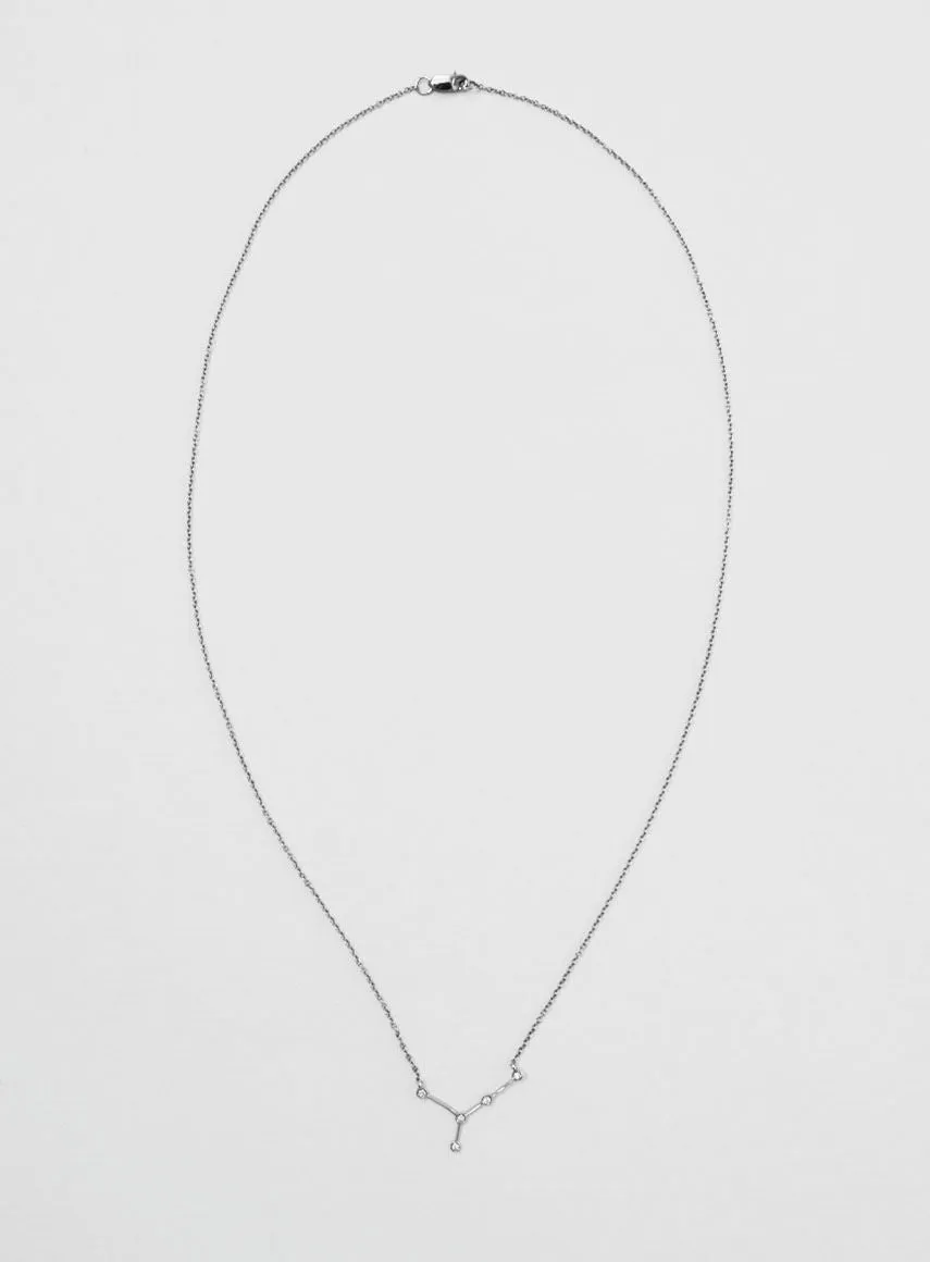 Star Sign Cancer 18K Whitegold Necklace w. Diamond