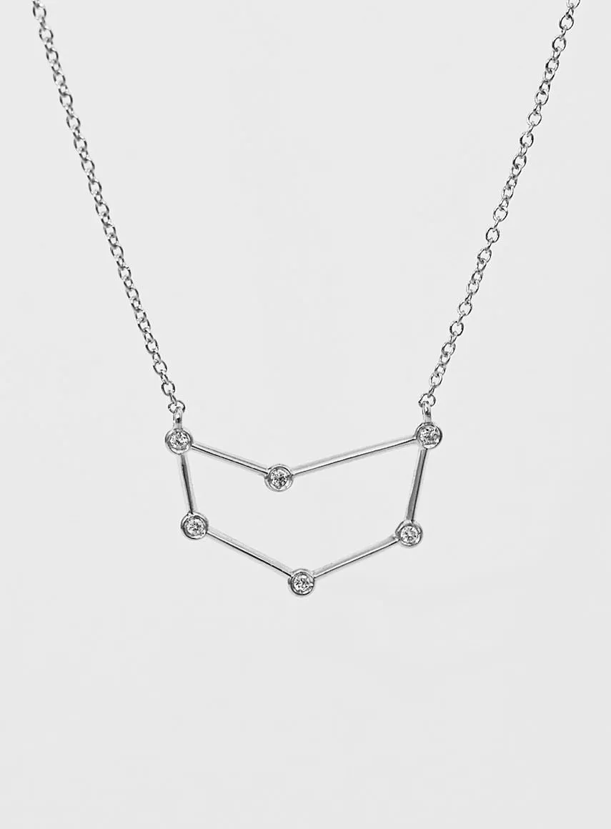 Star Sign Capricorn 18K Whitegold Necklace w. Diamond