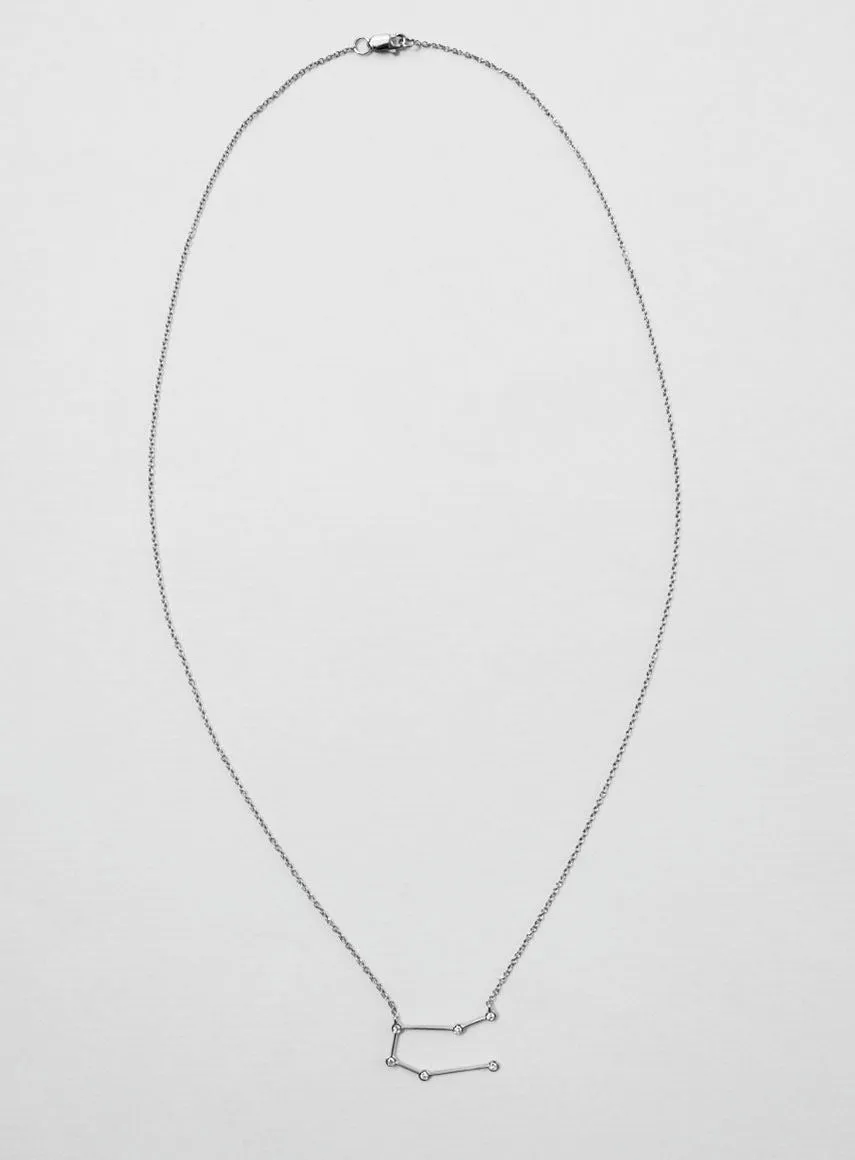 Star Sign Gemini 18K Whitegold Necklace w. Diamond