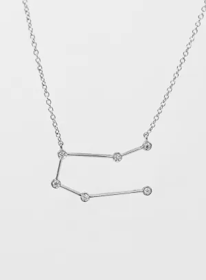 Star Sign Gemini 18K Whitegold Necklace w. Diamond