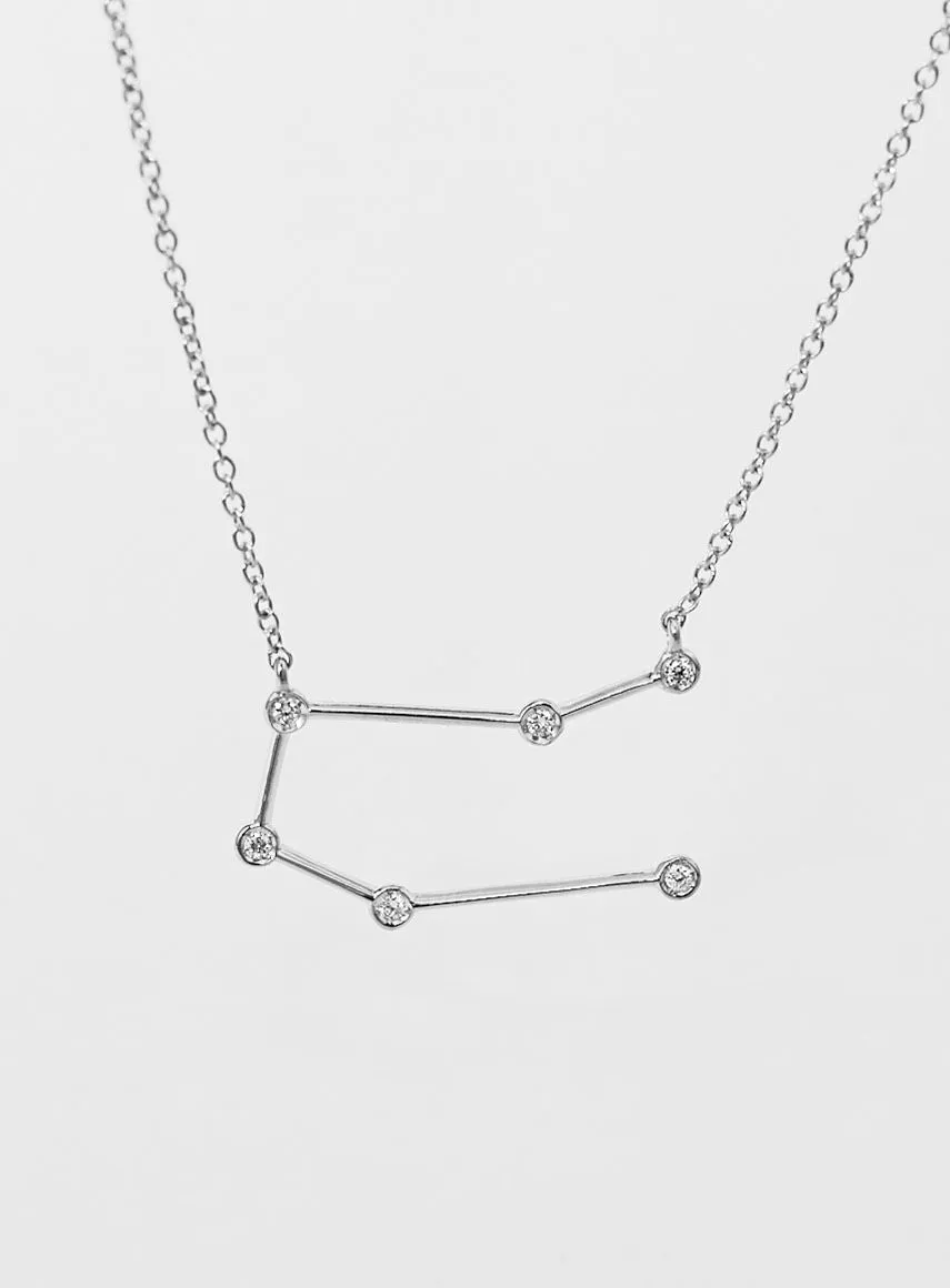 Star Sign Gemini 18K Whitegold Necklace w. Diamond