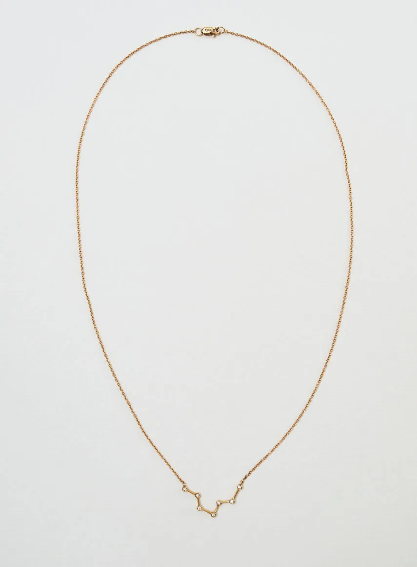 Star Sign Pisces 18K Gold Necklace w. Diamond