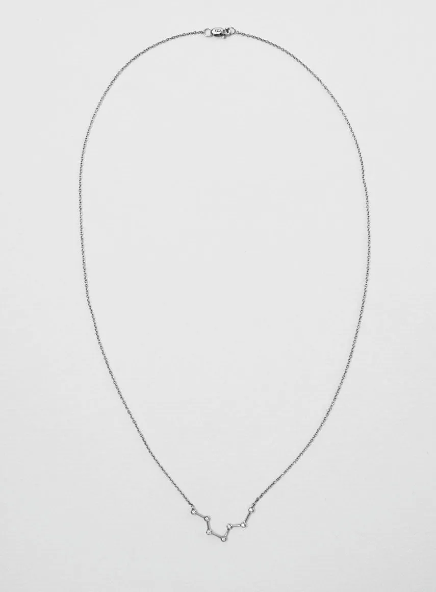 Star Sign Pisces White 18K Whitegold Necklace w. Diamond