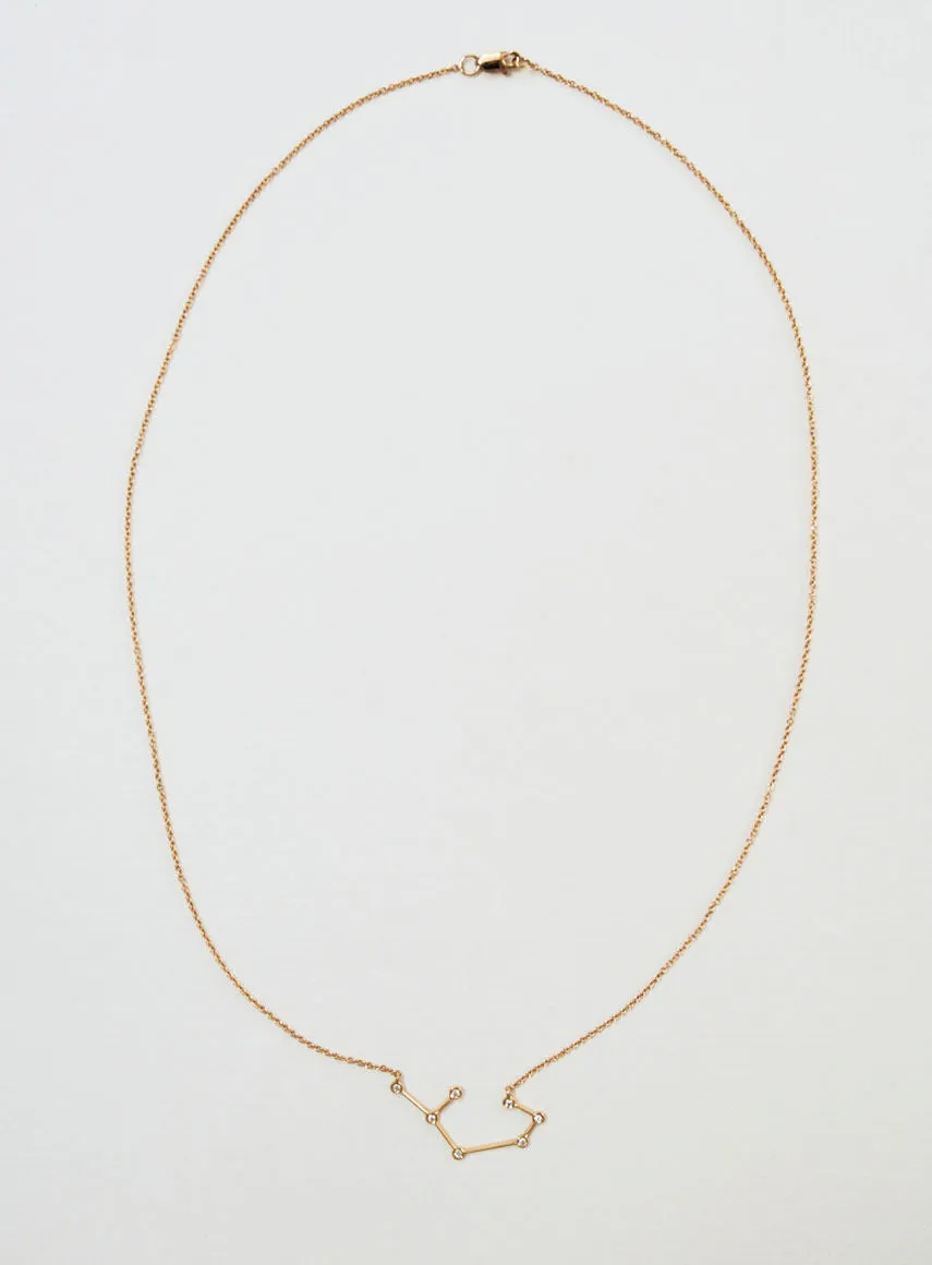 Star Sign Sagittarius 18K Gold Necklace w. Diamond