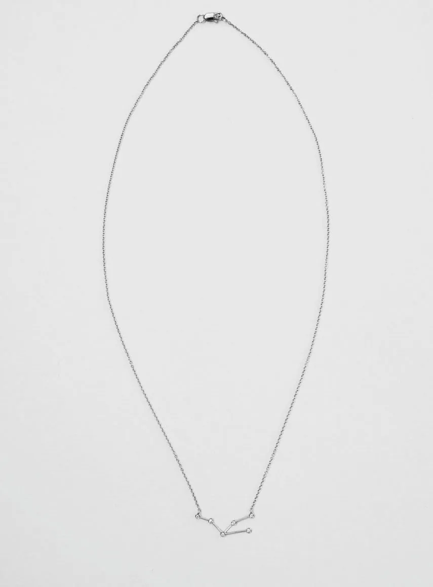 Star Sign Taurus 18K Whitegold Necklace w. Diamond