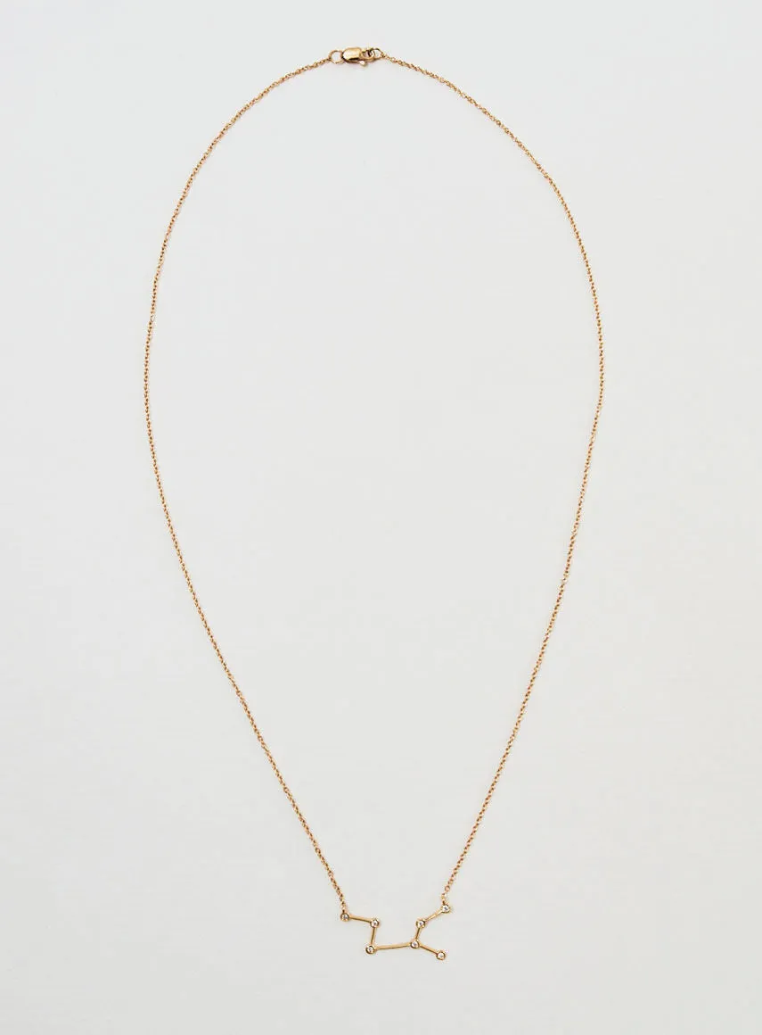 Star Sign Virgo 18K Gold Necklace w. Diamond