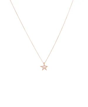 Star Stud 18K Gold, Whitegold or Rosegold Necklace w. Diamonds