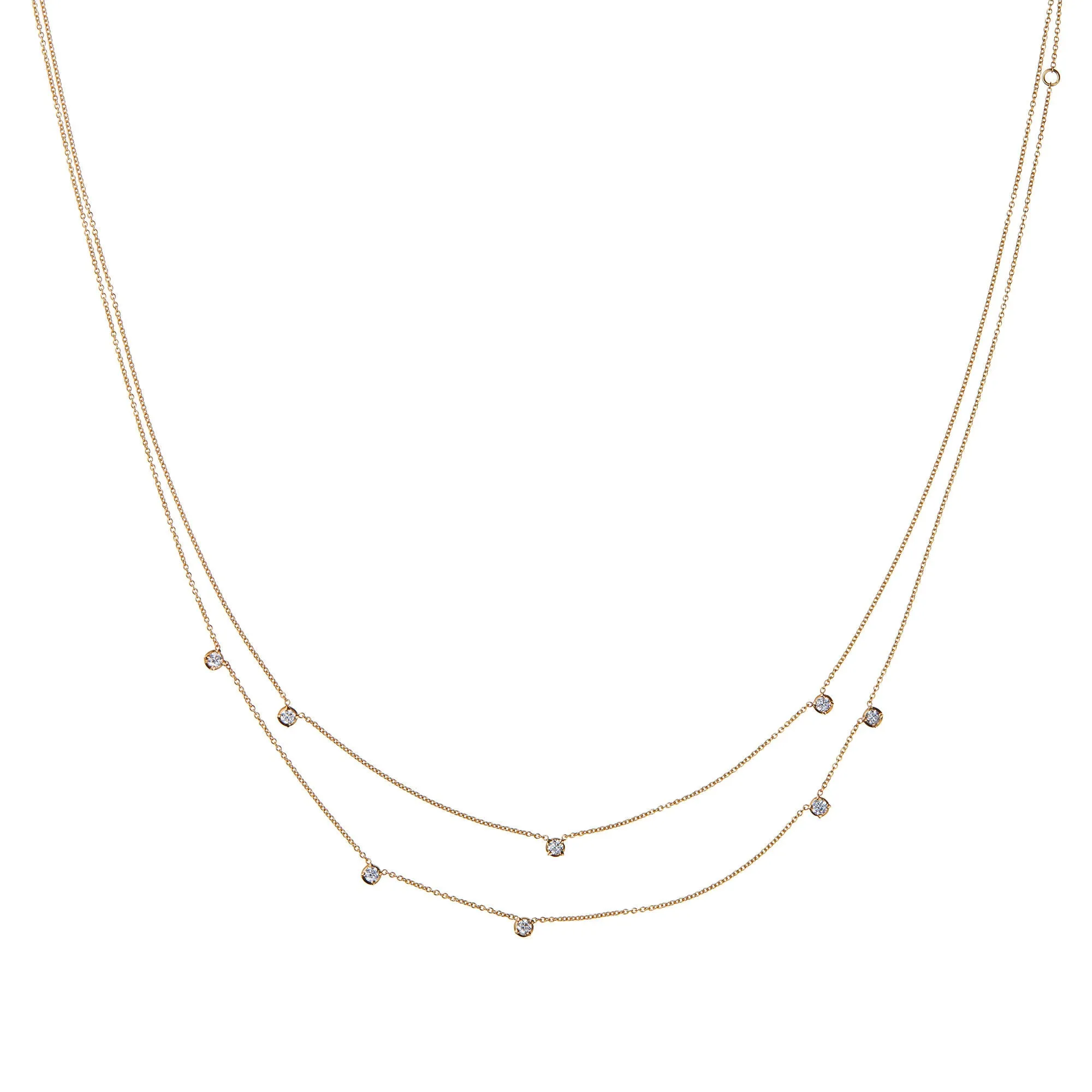 Stellar Five Star Assymetric 18K Gold Necklace w. Diamonds