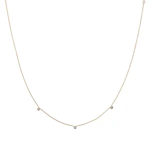 Stellar Three Star 18K Gold Necklace w. Diamonds