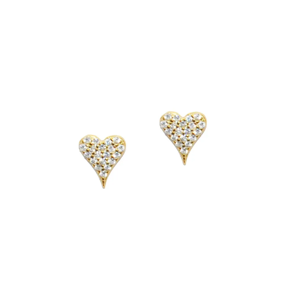 Sterling Pave Heart Post