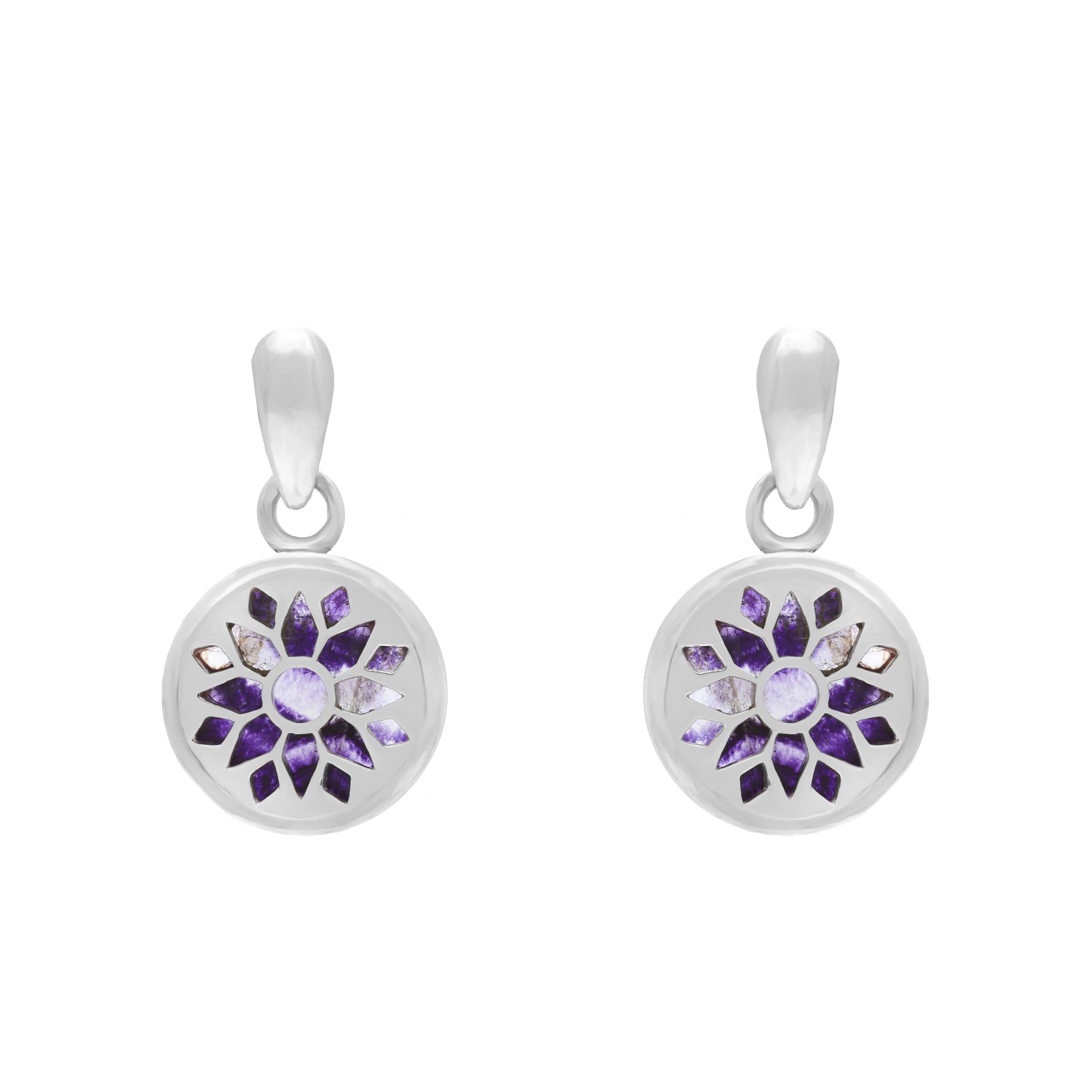 Sterling Silver 10mm Blue John Chatsworth Décor Round Drop Earrings