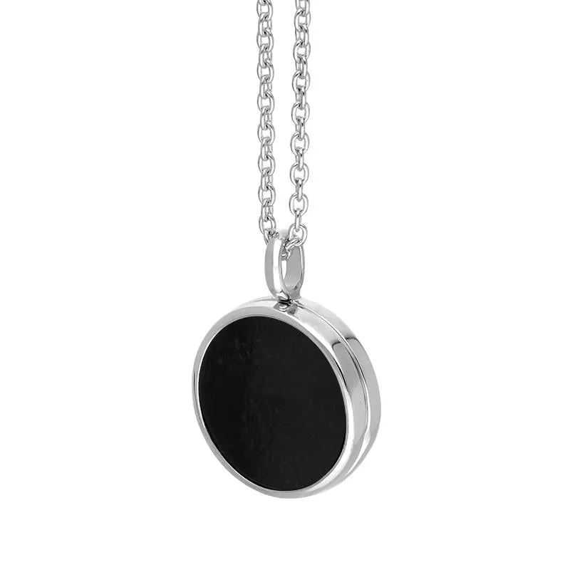 Sterling Silver 15mm Whitby Jet Round Locket with Chain