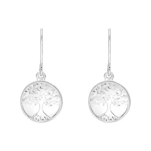 Sterling Silver Bauxite Round Tree of Life Drop Earrings