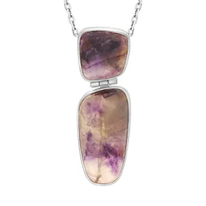 Sterling Silver Blue John Double Stone Abstract Drop Necklace D