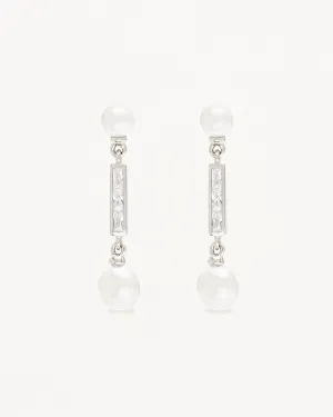 Sterling Silver Breathe Pearl Drop Earrings Bycharlotte