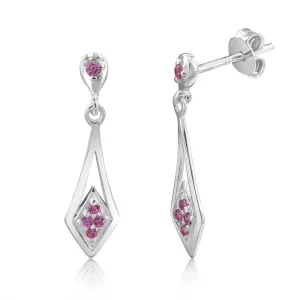 Sterling Silver Coloured Cubic Zirconia Diamond Shaped Drop Earrings Shiels