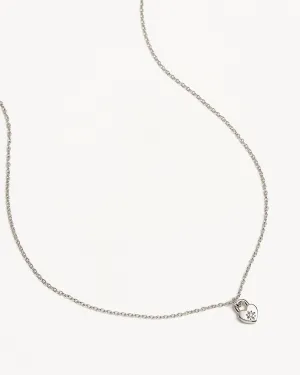 Sterling Silver Crystal Lotus Heart Padlock Necklace Bycharlotte