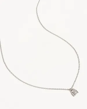 Sterling Silver Crystal Lotus Padlock Necklace Bycharlotte