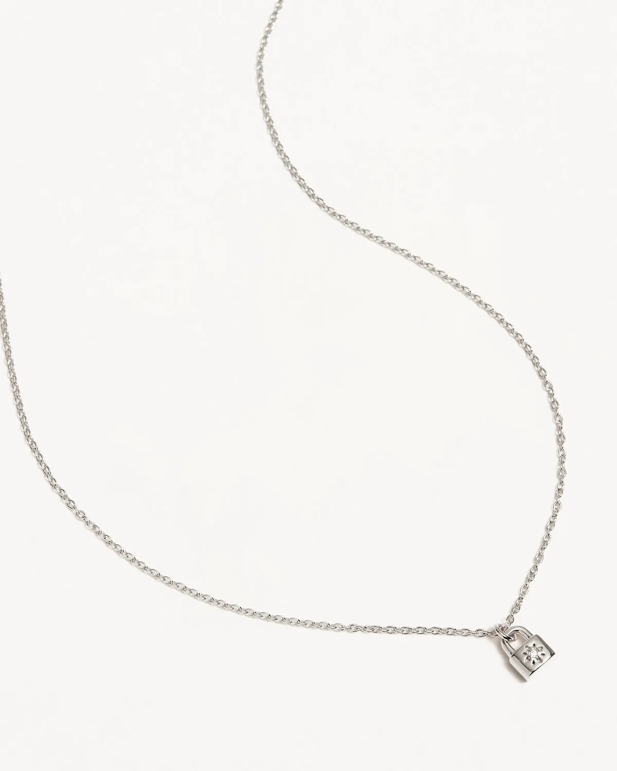 Sterling Silver Crystal Lotus Padlock Necklace Bycharlotte