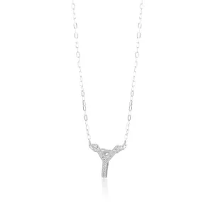 Sterling Silver Cubic Zirconia Inital "Y" Pendant On 39 3cm Chain Shiels