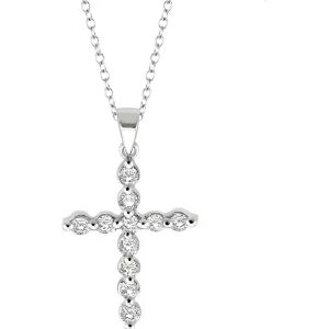 Sterling Silver Diamond Cross Necklace