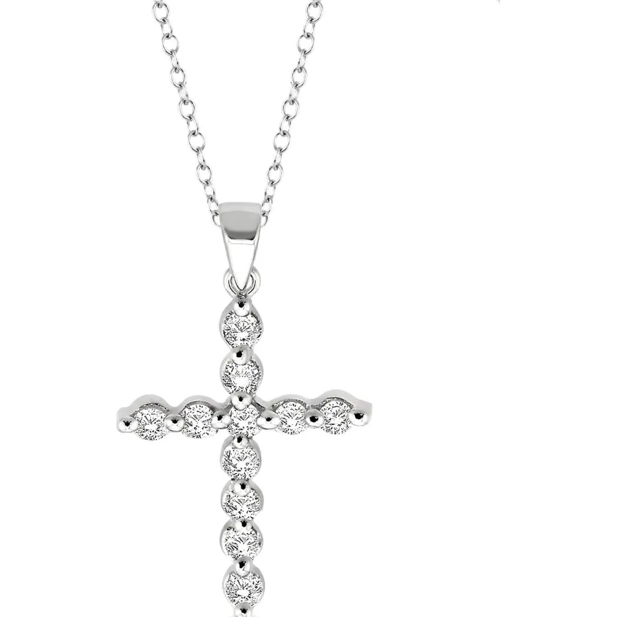 Sterling Silver Diamond Cross Necklace