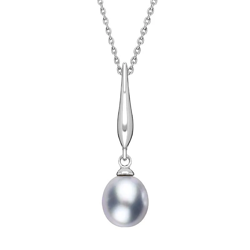 Sterling Silver Grey Freshwater Pearl Drop Necklace