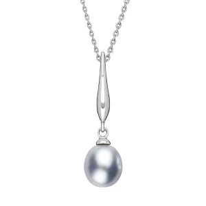 Sterling Silver Grey Freshwater Pearl Drop Necklace