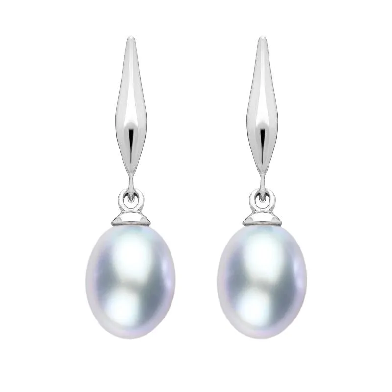Sterling Silver Grey Pearl Pod Top Drop Earrings