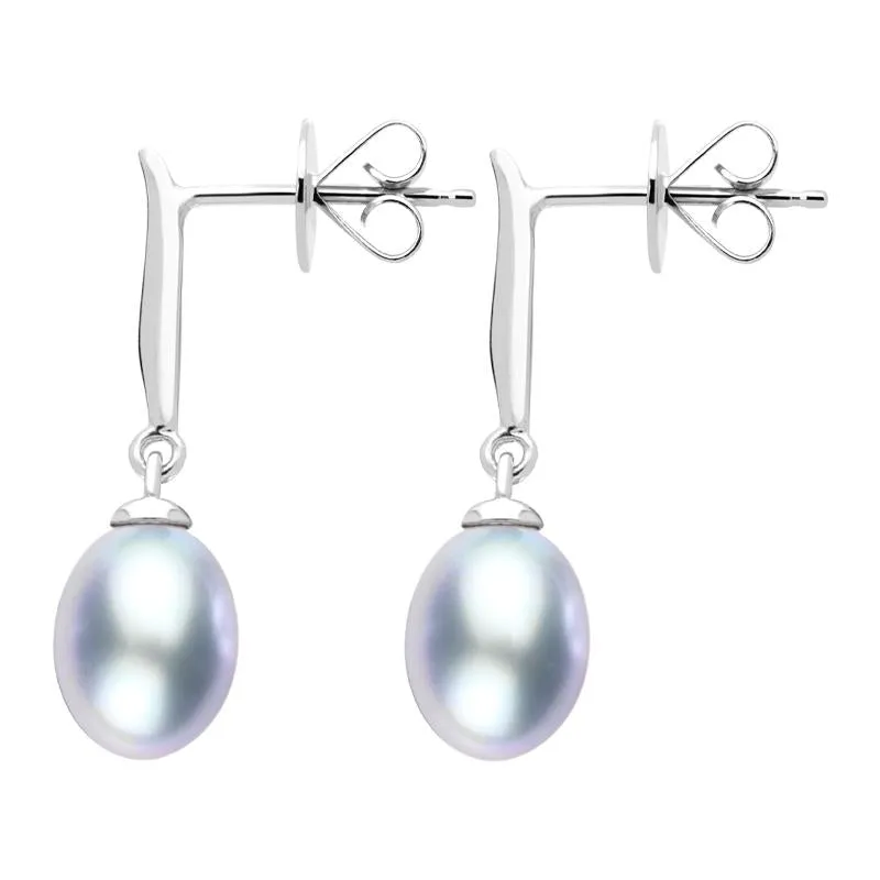Sterling Silver Grey Pearl Pod Top Drop Earrings