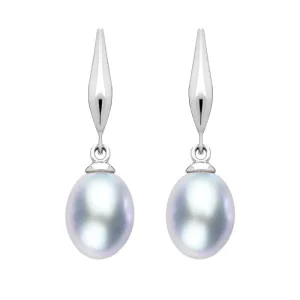 Sterling Silver Grey Pearl Pod Top Drop Earrings