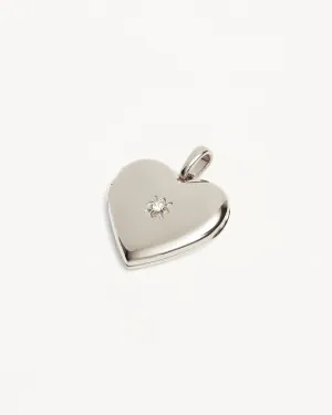 Sterling Silver Large Heart Lotus Locket Pendant Bycharlotte