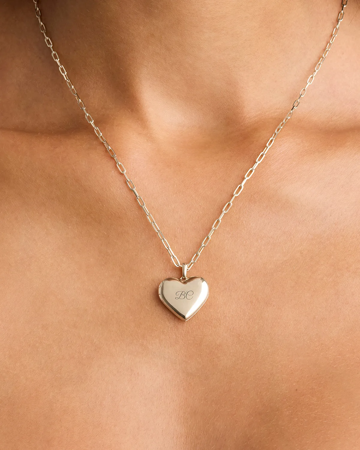 Sterling Silver Large Heart Lotus Locket Pendant Bycharlotte