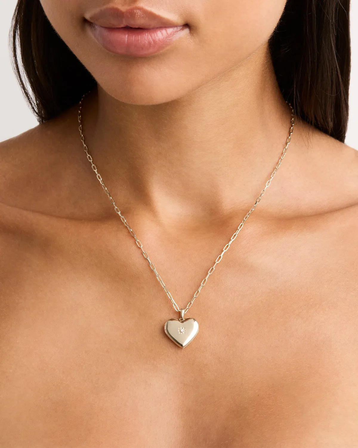 Sterling Silver Large Heart Lotus Locket Pendant Bycharlotte