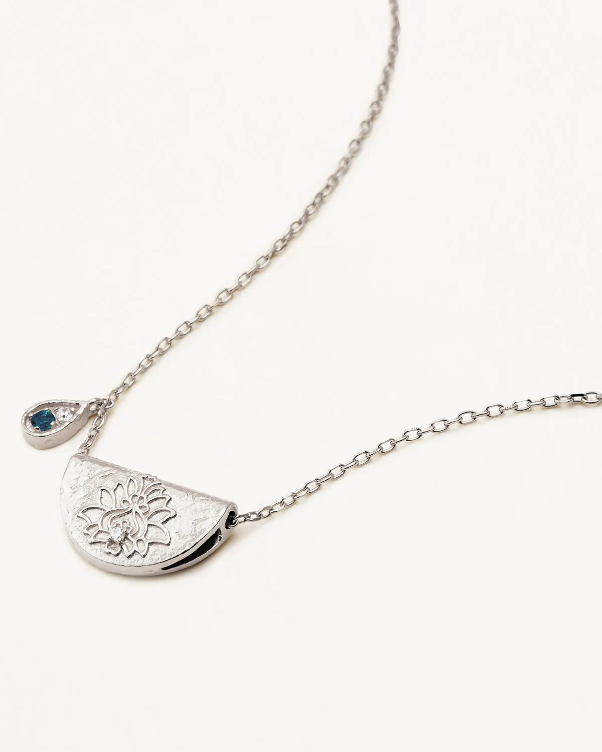 Sterling Silver Lotus Birthstone Necklace - December - Blue Topaz Bycharlotte