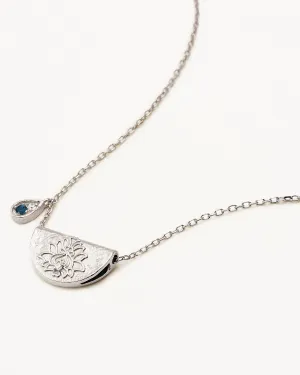 Sterling Silver Lotus Birthstone Necklace - December - Blue Topaz Bycharlotte
