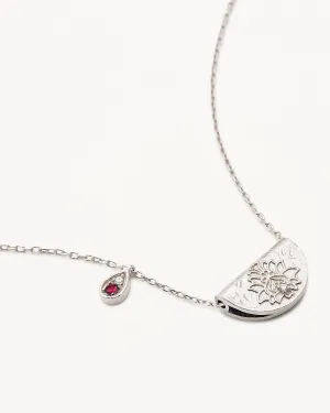 Sterling Silver Lotus Birthstone Necklace - July - Ruby Bycharlotte