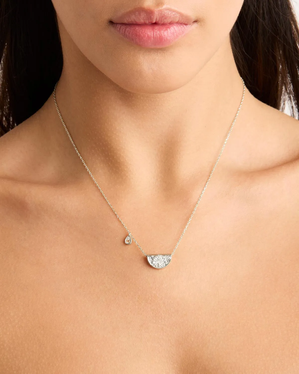 Sterling Silver Lotus Birthstone Necklace - June - Moonstone Bycharlotte