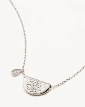 Sterling Silver Lotus Birthstone Necklace - June - Moonstone Bycharlotte